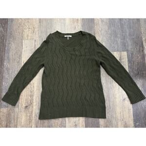 DKNYC Olive Green Chevron Knit Sweater